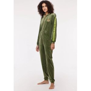 Woody Studio onesie meisjes/dames velours - kakigroen - 242-12-YOB-V/753 - maat M