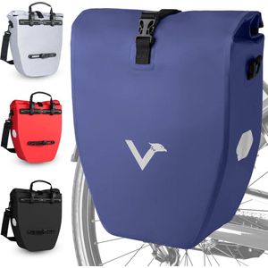 Valkental - ValkBasic 20L - Blauw- Grote en waterdichte bagagedragertas fietstas voor bagagedrager met reflectoren