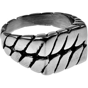 Ring Unisex - Gepolijst RVS - Zegelring met Baksteenontwerp