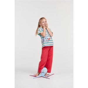 Woody pyjama meisjes/dames - multicolor gestreept - octopus - 211-1-BSK-S/917 - maat 116