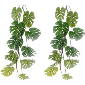 5x stuks groene Monstera/gatenplant kunstplant slinger 110 cm