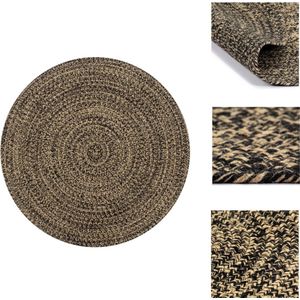 vidaXL Tapijt Gevlochten Jute - 150 cm - Handgemaakt - Zwart en Naturel - Vloerkleed