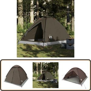 vidaXL Koepeltent 4-persoons - Waterdicht - Bruin Kampeertent - Tent Kopen - Koepeltent - Campingspullen - Outdoorleven