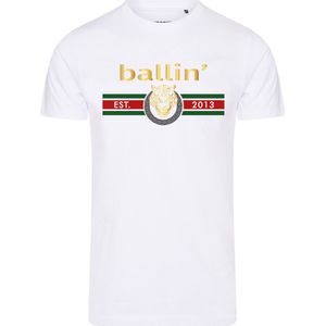 Ballin Est. 2013 - Heren Tee SS Tiger Lines Shirt - Wit - Maat 3XL
