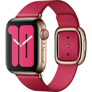 Apple Leather Band Modern Buckle voor de Apple Watch Series 1 / 2 / 3 / 4 / 5 / 6 / 7 / 8 / 9 / SE - 38 / 40 / 41 mm - Maat S - Raspberry