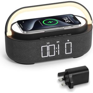 Digitale wekkerradio met draadloze oplader en Bluetooth-luidspreker