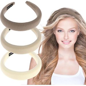 3 Stuks Brede Hoofdbanden voor Dames - Zachte Gewatteerde Haarbanden met Antislip - Mode Haaraccessoires voor Binnen en Buiten