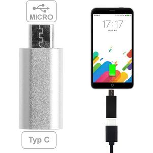 USB Type C Female naar Micro USB Male Adapter – Zilver