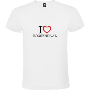 Wit T shirt met print van 'I love Roosendaal' print Zwart / Rood size XL