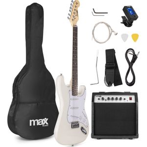 Elektrische gitaar met gitaar versterker - MAX Gigkit - Perfect voor beginners - incl. gitaar stemapparaat, gitaartas en plectrum - Wit