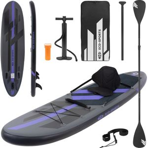 Opblaasbare Stand Up Paddle Board Zwart 305 x 78 x 15 cm Kajakzitje incl. pomp en draagtas, gemaakt van PVC en EVA