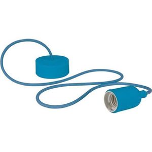 Siliconen hanglamp met textielkabel, 100 cm, verstelbaar, fitting E27, blauw