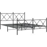 vidaXL-Bedframe-met-hoofd--en-voeteneinde-metaal-zwart-160x200-cm