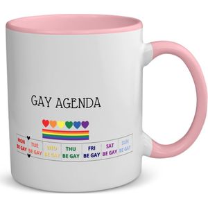 Akyol - pride cadeau mok - koffiemok - theemok - roze - Lgbt - lgbt pride - pride vlag - gay cadeau - gay pride accessoires - homo - lgbtq vlag - accessoires - koffie mok cadeau - mok met tekst - thee mok cadeau - 350 ML inhoud