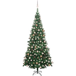 The Living Store Kerstboom Deluxe - 240 cm - Groen - PVC - 10 lagen - 1.300 takken - 300 LEDs