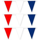 3x Amerika/USA stoffen vlaggenlijnen/slingers 10 meter van katoen - Landen feestartikelen versiering - Verenigde Staten WK duurzame herbruikbare slinger rood/wit/blauw van stof