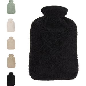 Ølav North – Kruik met Teddy hoes - Tot 6 uur warmte - Heerlijk zacht - Warmwaterkruik - 2 liter – Zwart - Cadeau voor vrouw & man