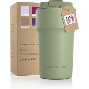 LARS NYSØM - 'Bevægelse' Thermos Coffee Mug-to-go 500ml - BPA-vrij met Isolatie - Lekvrije Roestvrijstalen Thermosbeker - Sage
