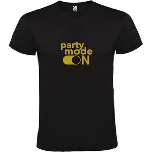 Zwart T-Shirt met “ Party Mode On “ afbeelding Goud Size XXXXL