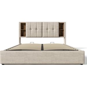 Gotagee Gestoffeerd bed jeugdbed tweepersoonsbed multifunctioneel bed laag bed met hoofdeinde Bed met opbergruimte Bed zonder matras