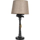 Clayre & Eef Tafellamp Ø 27x54 cm E27/max 1x60W Bruin Kunststof Rond Palmboom Bureaulamp