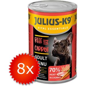 Julius-K9 - Hondenvoer - Blikvoer - Natvoer - Adult - Beef & Carrot - 8 x 1240g