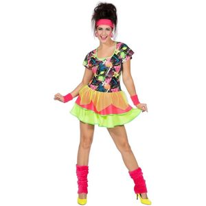 Wilbers & Wilbers - Jaren 80 & 90 Kostuum - Daverende Disco Girl Jaren 80 - Vrouw - Geel - Maat 46 - Carnavalskleding - Verkleedkleding