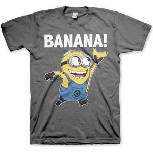 Minions Heren Tshirt -XL- Banana! Grijs