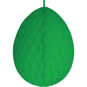 Hangdecoratie honeycomb paasei groen van papier 30 cm - Brandvertragend - Paas/pasen thema decoraties/versieringen