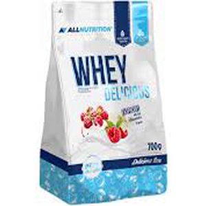 AllNutrition | Delicious | Whey protein | White chocolate raspberry | 700gr 23 servings | Eiwitshake | Proteïne shake | Eiwitten | Whey Proteïne | Supplement | Mix van (blended) concentraat / isolaat | Nutriworld