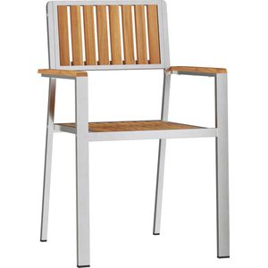 vidaXL - Stapelbare - Ligstoelen - 4 - stuks - Massief - Teakhout - en - Rvs