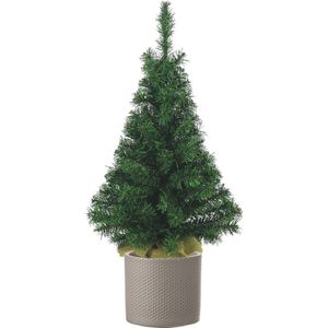 Volle kunst kerstboom 75 cm inclusief taupe pot - Kunstkerstbomen middelgroot