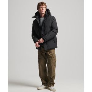 Superdry City Padded Hooded Wind Parka Heren Jas - Black - Maat M