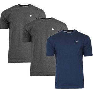 3-Pack Donnay T-Shirt (599008) - Sportshirt - Heren -Charcoal marl/Navy/Charcoal marl - maat 3XL