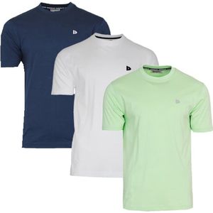3-Pack Donnay T-shirt (599008) - Sportshirt - Heren - Navy/White/Lemon green (583) - maat S