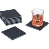 Relaxdays leisteen onderzetters - set van 8 - tafelonderzetters - kopjes - glazen - modern