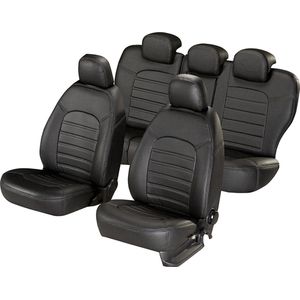 Pasvorm stoelhoezen set Volkswagen Up / Seat Mii / Skoda Citigo - 2012 t/m heden - Kunst leer zwart