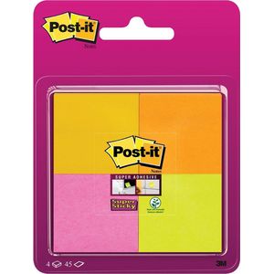 Memoblok 3m post-it 6910 super sticky 51x51mm ass | Blister a 4 stuk