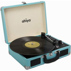 Vinyl draaitafel, draaisnelheden van 33/45/78 rpm draaitafel, interne luidspreker, reservaald, RCA Line-Out, AUX-ingang, vintage koffer (zwart)