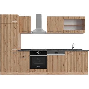 Vicco R-Line Complete keukeneenheid – 300 cm , WB Antraciet Artisanaal eiken/Goudkraft eiken , WB Antraciet