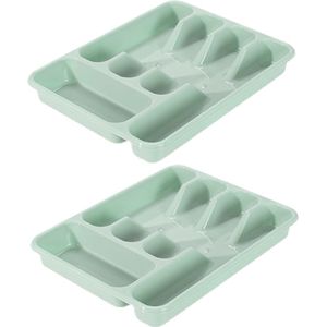 Bestekbak/bestekhouders 5-vaks turquoise - 34 x 26 x 5 cm - Keuken opberg accessoires