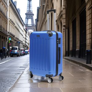 Ruimbagage koffer Blue Voyager – Lichtgewicht koffer met cijferslot – Reiskoffer op 4 dubbele zwenkwielen – Hardcase koffer – ABS – Blauw - Maat M ca. 65x45x25 cm