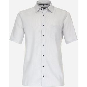 CASA MODA comfort fit overhemd - korte mouw - dobby - grijs - Strijkvrij - Boordmaat: 39