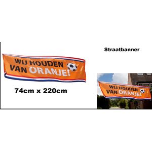 Straatbanner ""Wij houden van oranje"" 74cm x 220 cm - Banner EK WK Holland Nederland sport thema feest party fun