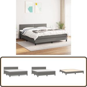 vidaXL Boxspring - Donkergrijs - 160x200 cm - Inclusief Matras Boxspringbed - Donkere Kleuren - Tweepersoonsbed - Pocketed Veren Matras - Hoofdbord Met Instelling