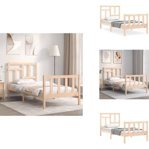 vidaXL Bedframe - Bedframes - Bed - Eenpersoonsbed - Bedframe met hoofdbord massief hout