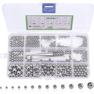 600 stuks kogellagers - stalen kogels - 13 maten - roestvrijstalen kogels - 2 mm - 10 mm - precisie metalen kogels - robuuste ronde - gepolijste kogellagers ballen voor fietsen