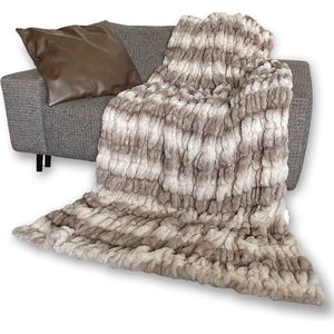 Luxe Plaid Imitatiebont Zware Kwaliteit – Plaid Bont – 140x200CM – Plaids - Ecru Bruin nuances - interérior serie Plaids & Grand Foulards