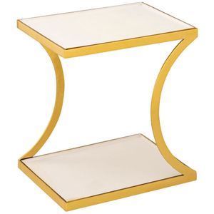 Amelia | bijzettafel | goud en wit | metaal en emaille | 40x40x45 cm | bijzettafel | bijzettafel buiten | bijzettafel industrieel | salontafel | klein bijzettafeltje | Wood Selections
