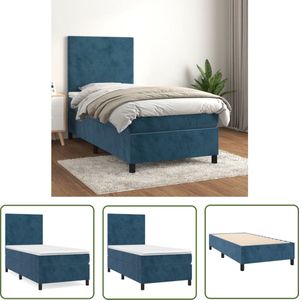 The Living Store Boxspring met matras fluweel donkerblauw 80x200 cm - Boxspringbed - Boxspring - Velvet Bed - Donkere Blauwe Bed - Tweepersoonsbed